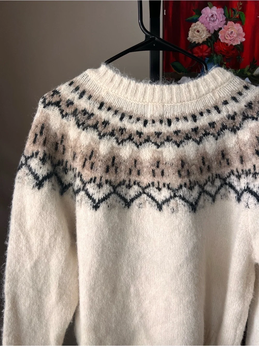 Joie Cream Fair Isle Button-Front Cardigan - Picture 7 of 8
